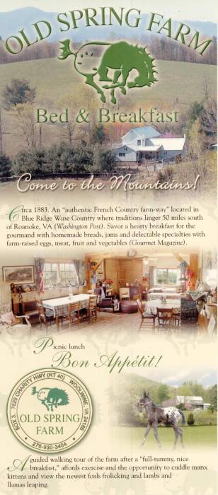 Old Spring Farm rack card, front