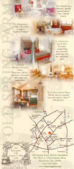 Old Spring Farm rack card, back