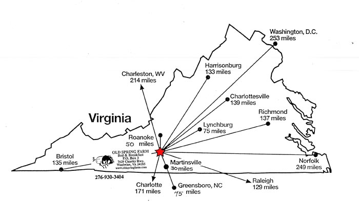 Virginia distances map